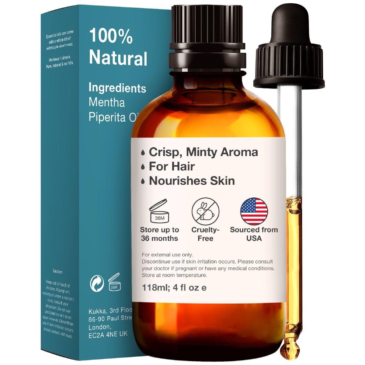 Kukka Peppermint Oil for Hair - Natural Mint Essential Oils - Premium Grade Natural Peppermint Essential Oil KUKKA essential oils uk supplements
