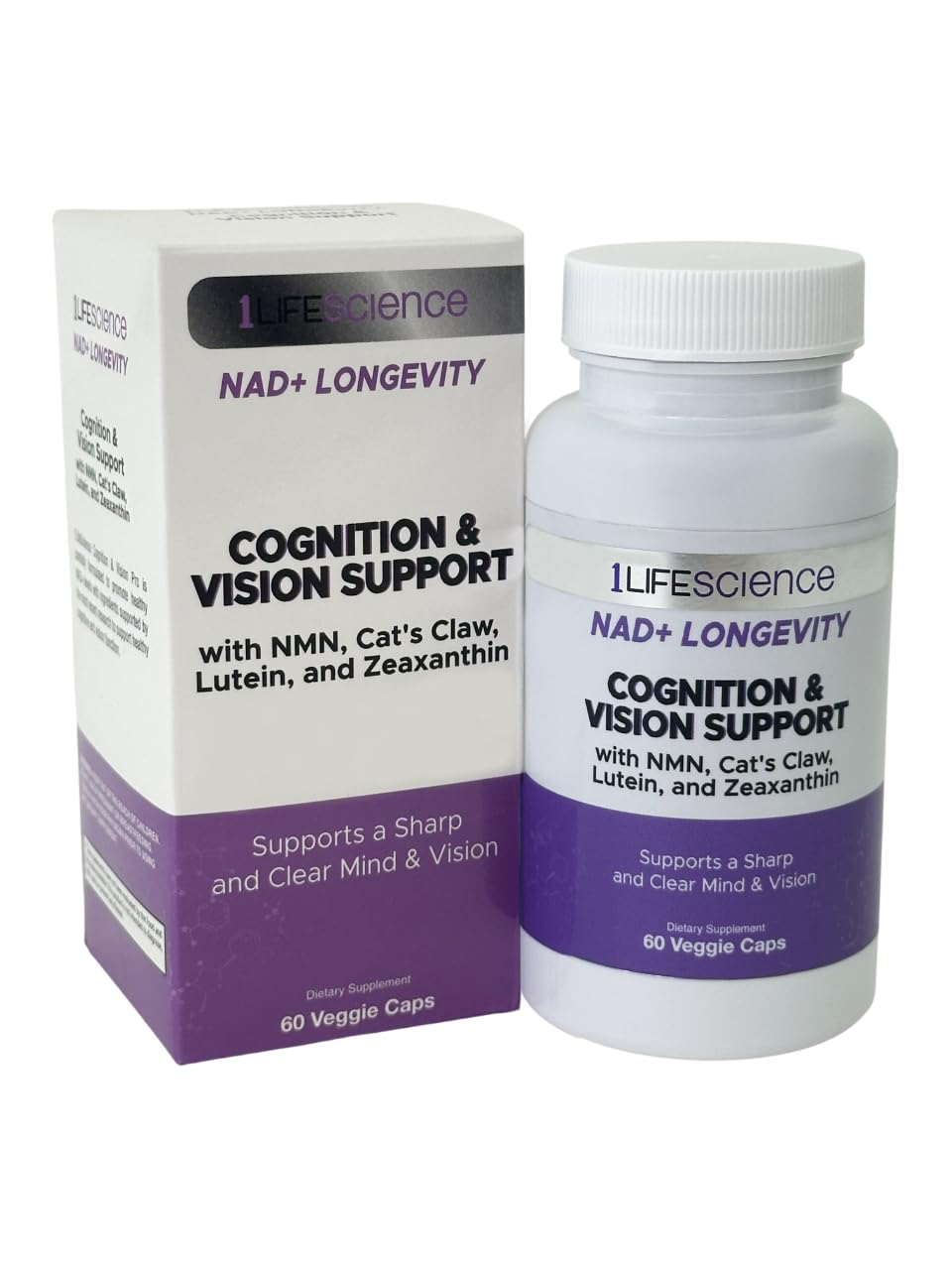 1LifeScience Cognition & Vision Support Supplement – NMN, Lion’s Mane, Cat’s Claw, Apigenin, PQQ & Lutein – NAD+ Support Formula – cGMP Made in USA – 60 Caps 1LifeScience uk supplements