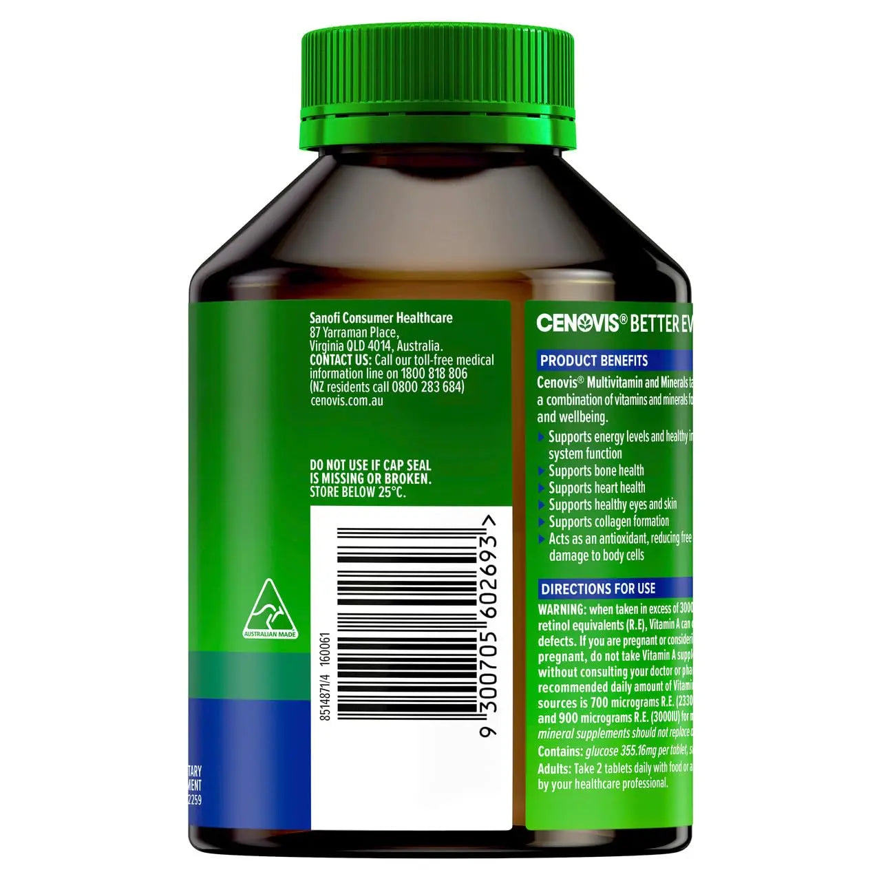 Cenovis Multivitamin and Minerals 200 Tablets Cenovis uk supplements