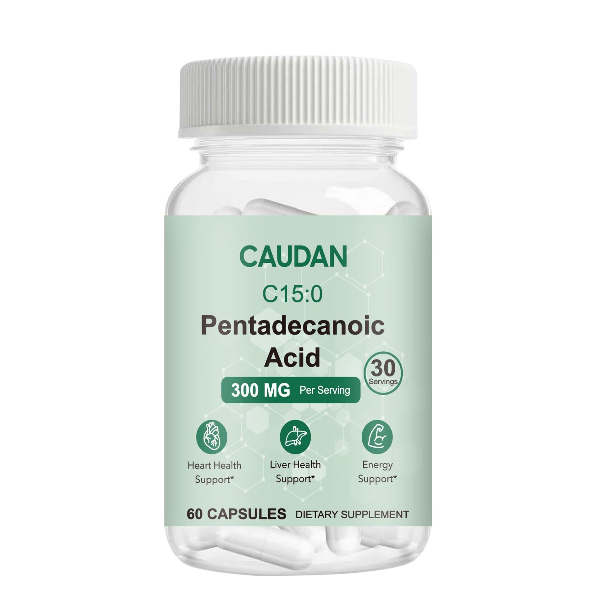 C15:0 Pentadecanoic Acid Supplement with Omega-3, CoQ10, NAD+, Vitamins, Essential Acids for Longevity Supplement, Liver Health, Energy Support - 60 ct CAUDAN uk supplements