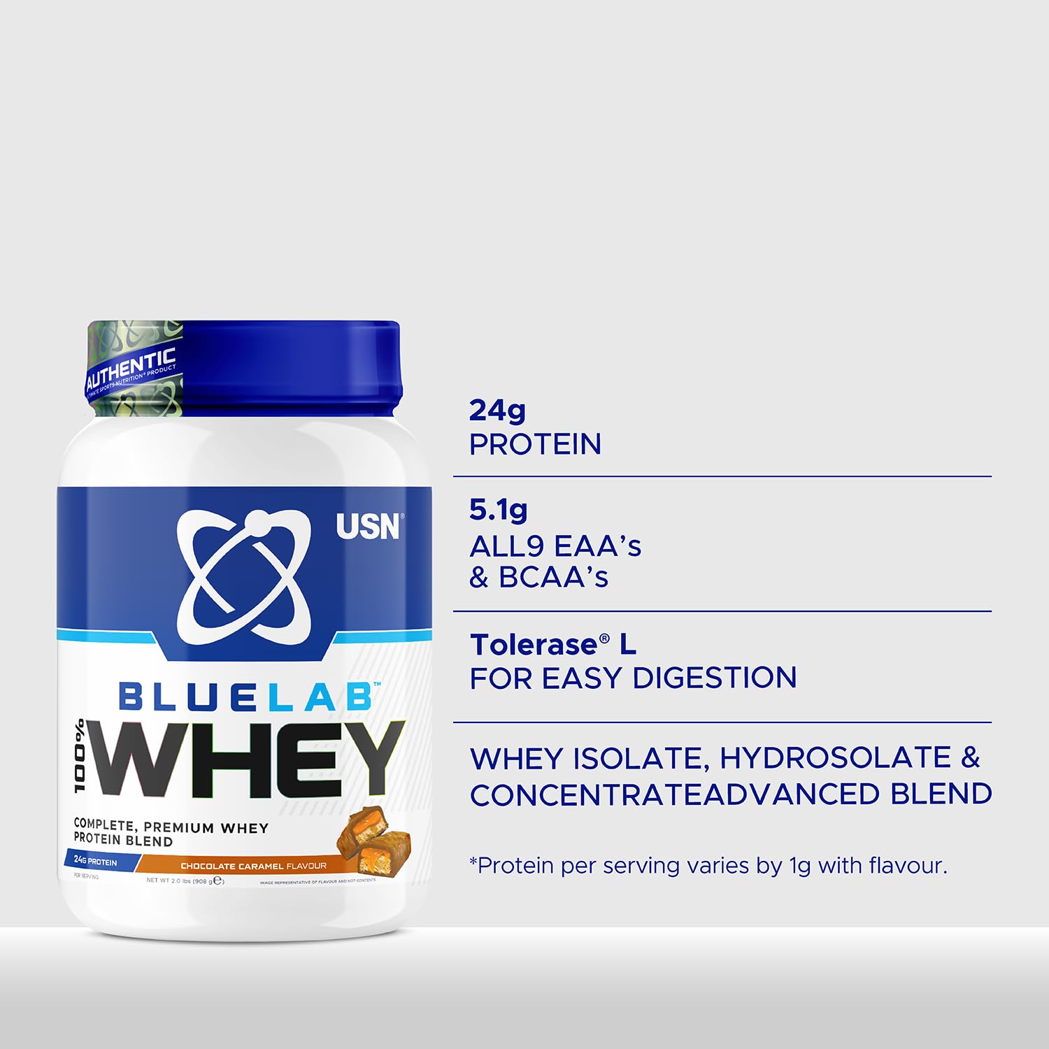 USN Blue Lab Whey Protein Powder: Chocolate Caramel - Whey Protein 908g USN uk supplements