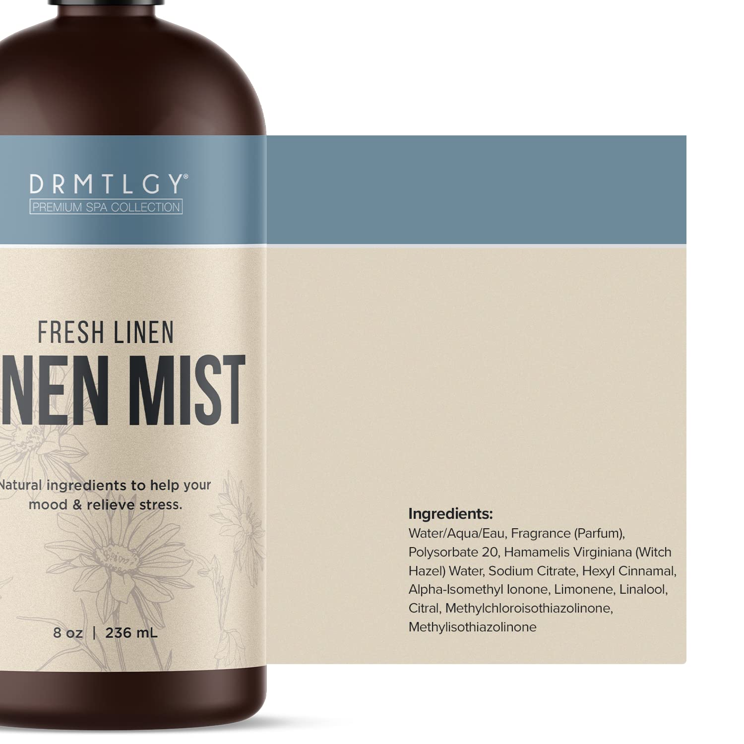 DRMTLGY Natural Fresh Linen Mist and Room Spray - Pure Essential Oils for a Pillow Spray, Linen Mist DRMTLGY uk supplements