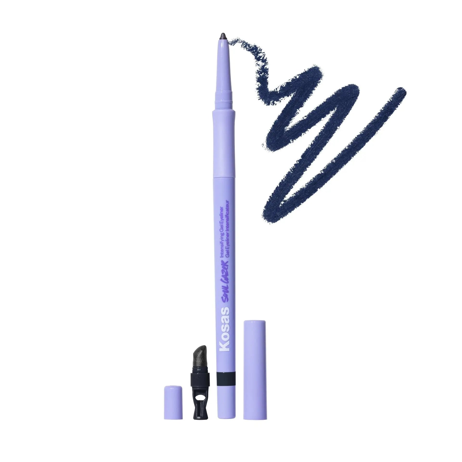 Kosas Soulgazer Gel Eyeliner (Enigma) - Waterproof, Smudge-Proof Pen with Hyaluronic Acid - Retractable Eyeliner Pencil with Sharpener & Smudger, Long-Lasting - Blackened Blue Satin Kosas uk supplements