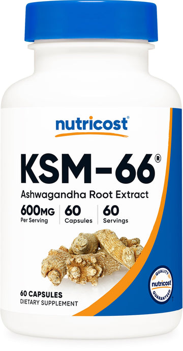Nutricost KSM-66 Ashwagandha Root Extract 600mg, 60 Veggie Caps - 5% Withanolides - with BioPerine - Full-Spectrum Root Extract Nutricost uk supplements