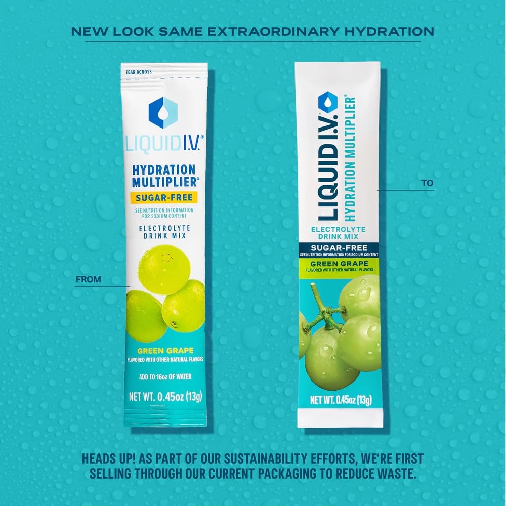 Liquid I.V.® Hydration Multiplier Sugar-Free - Green Grape | Electrolyte Powder Drink Mix | 1 Pack (14 Servings) Liquid I.V. uk supplements