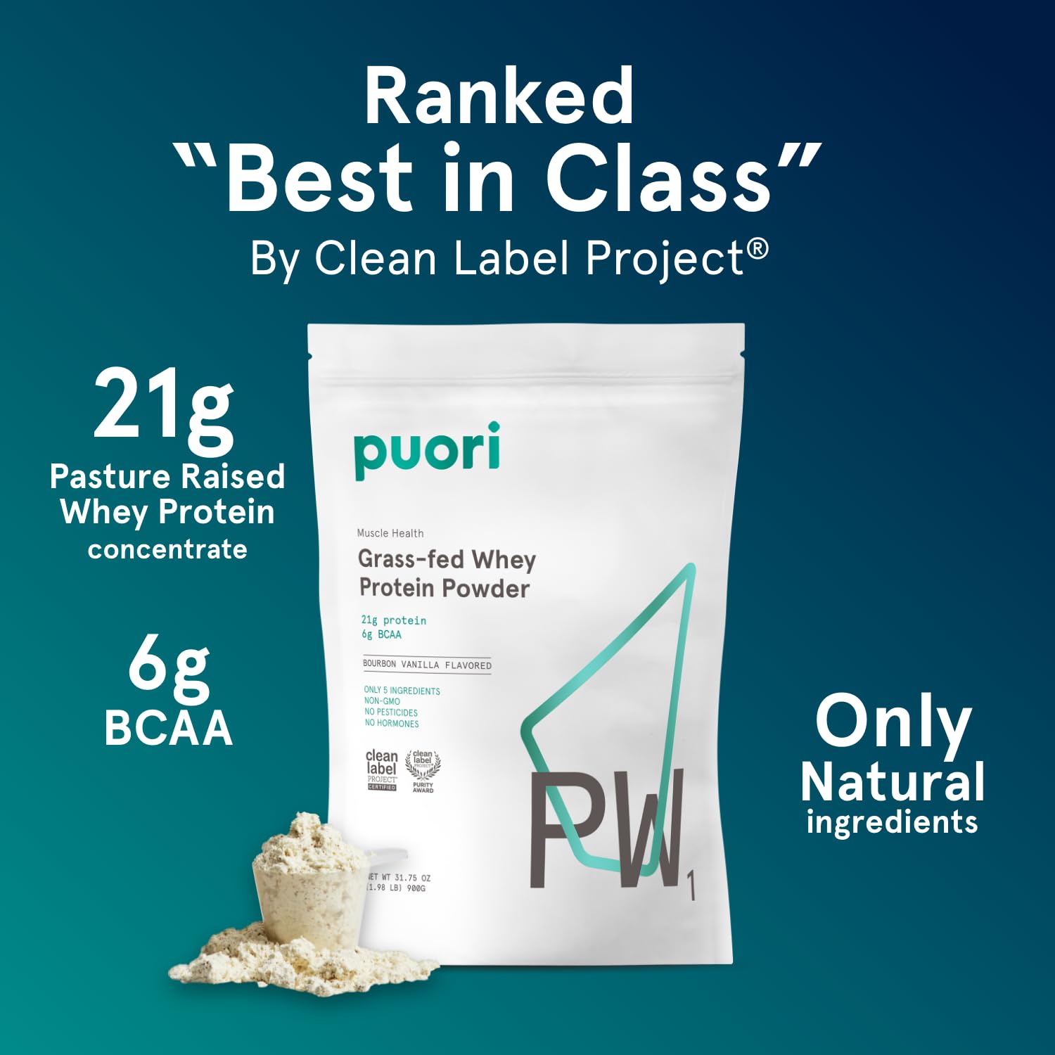 Puori Whey Protein Powder, Bourbon Vanilla - PW1 Pasture-Raised, Grass-Fed Whey Protein Powder Drink Mix containing BCAA Amino Acids - Post-Workout Supplement Puori uk supplements