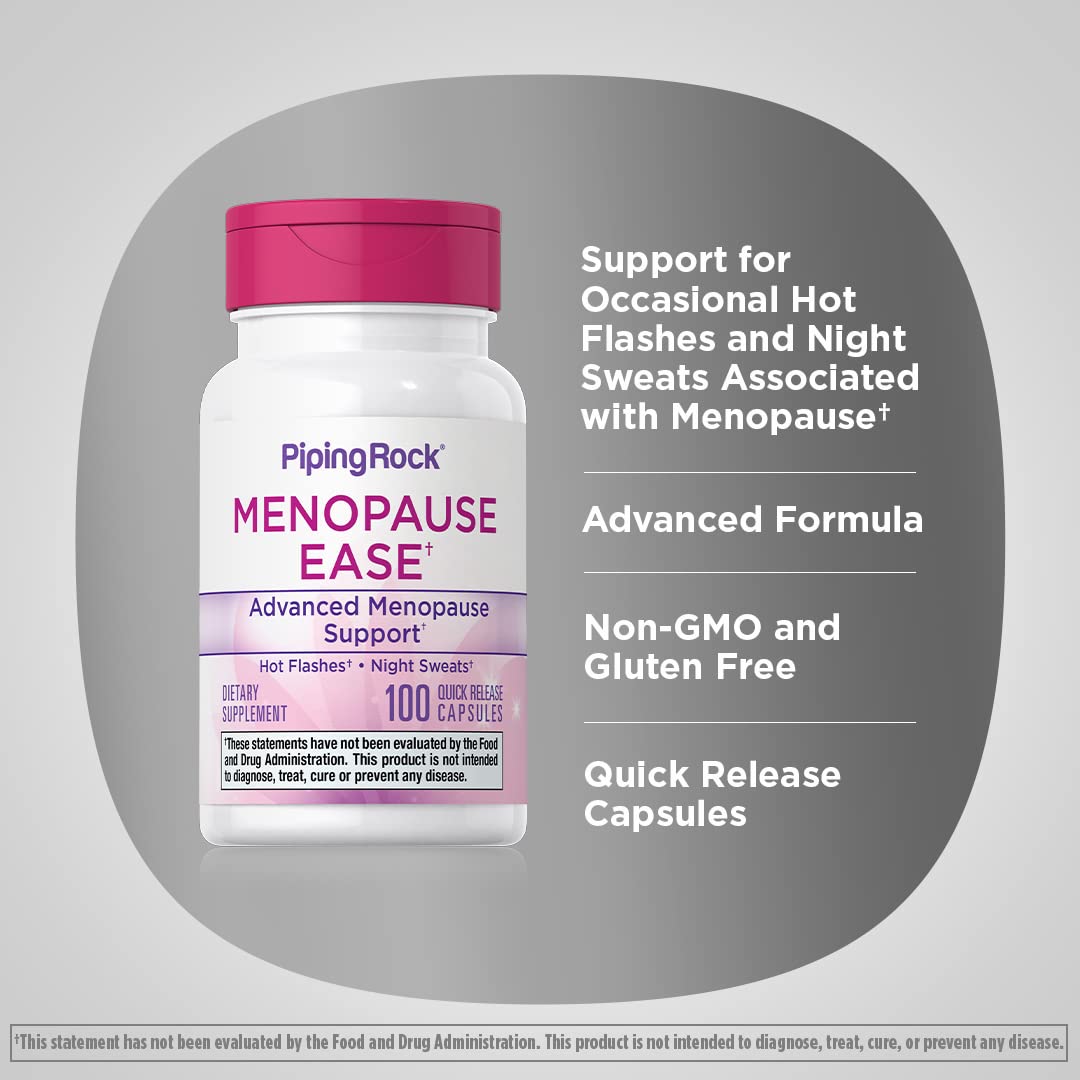 Piping Rock Menopause Ease Supplement | 100 Capsules | Advanced Support for Women | with Black Cohosh and Wild Yam | Non-GMO, Gluten Free Piping Rock uk supplements
