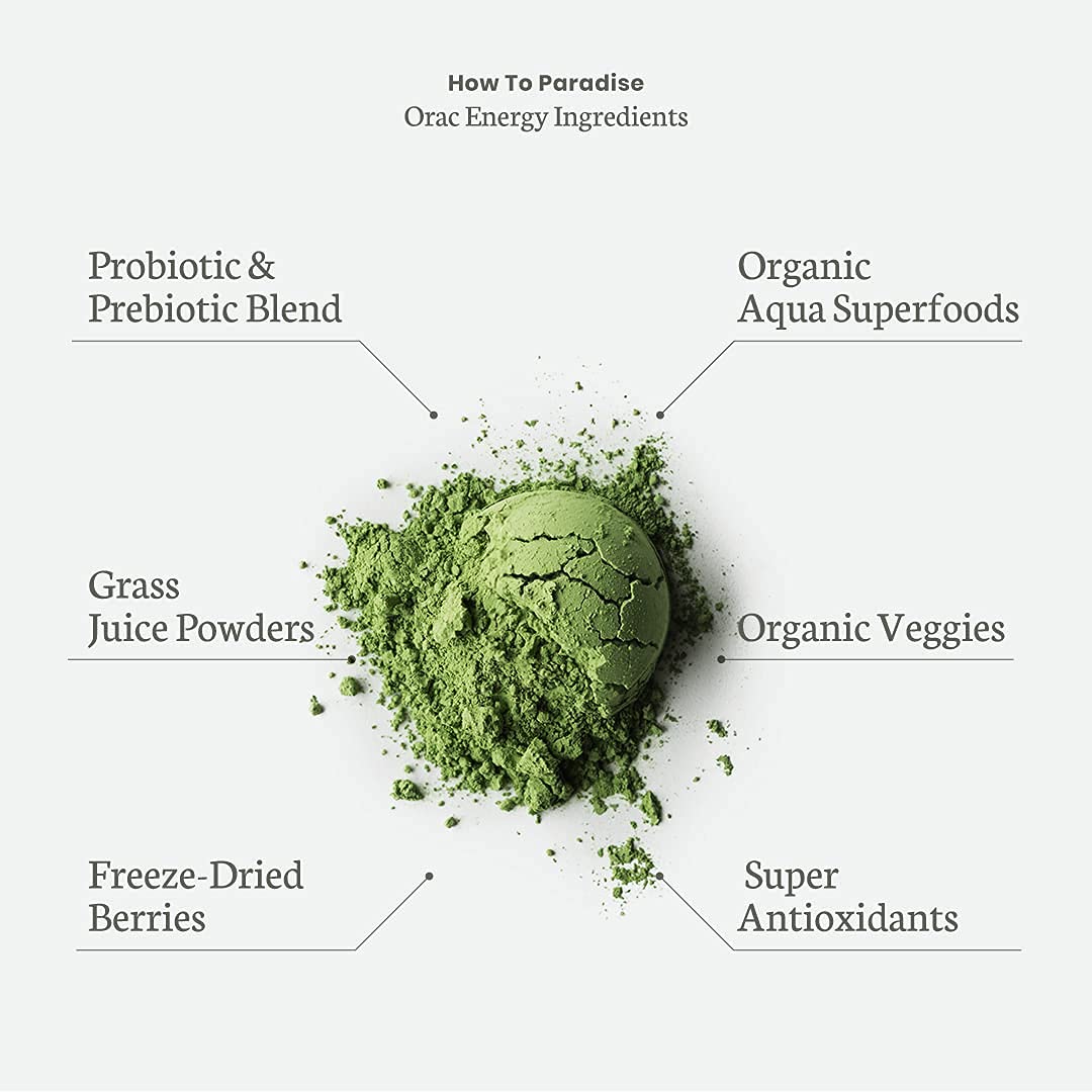 Paradise ORAC Energy Greens Powder Extract, Super Antioxidants, Probiotics for Gut Paradise Herbs uk supplements