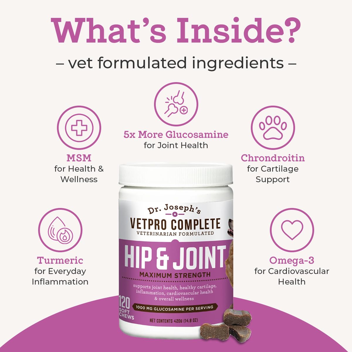 VetPro Dog Hip and Joint Supplement - Pain and Inflammation Relief Chews VetPro Complete uk supplements