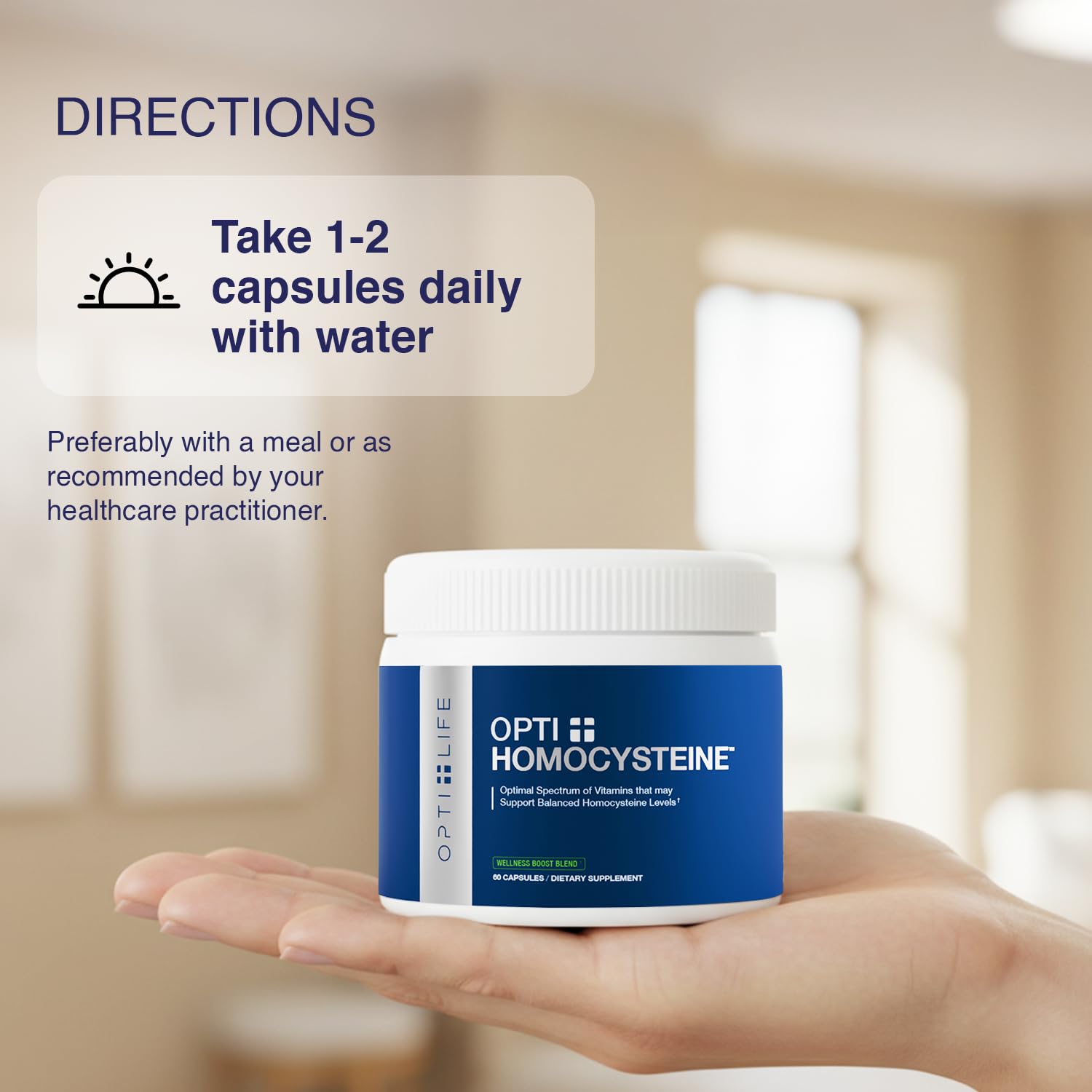 Opti + Homocysteine Capsules | Daily Brain and Heart Health Supplements* | Brain Supplement with Methylcobalamin & Methylfolate | 60 capsules/30 Servings Opti + Life uk supplements
