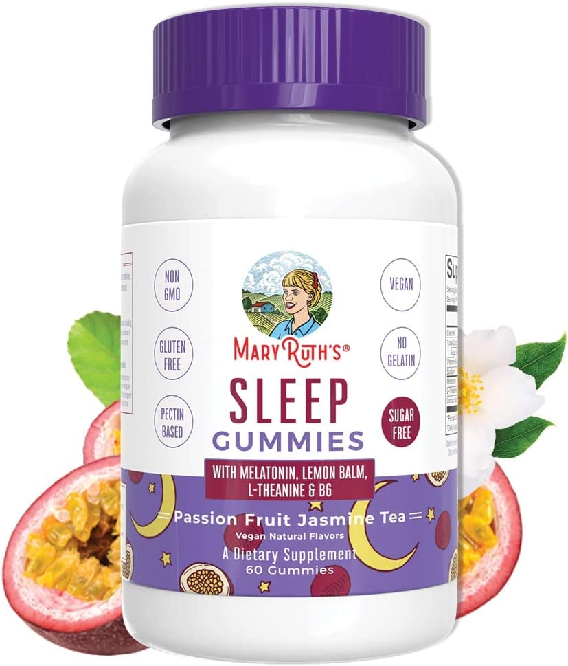MaryRuth Organics Melatonin 5mg Sleep Gummy with L-Theanine | Lemon Balm | Vitamin B6 | Sugar-Free | Relaxation | Vegan | Non-GMO | Gluten Free | 60 Count MARYRUTH'S uk supplements