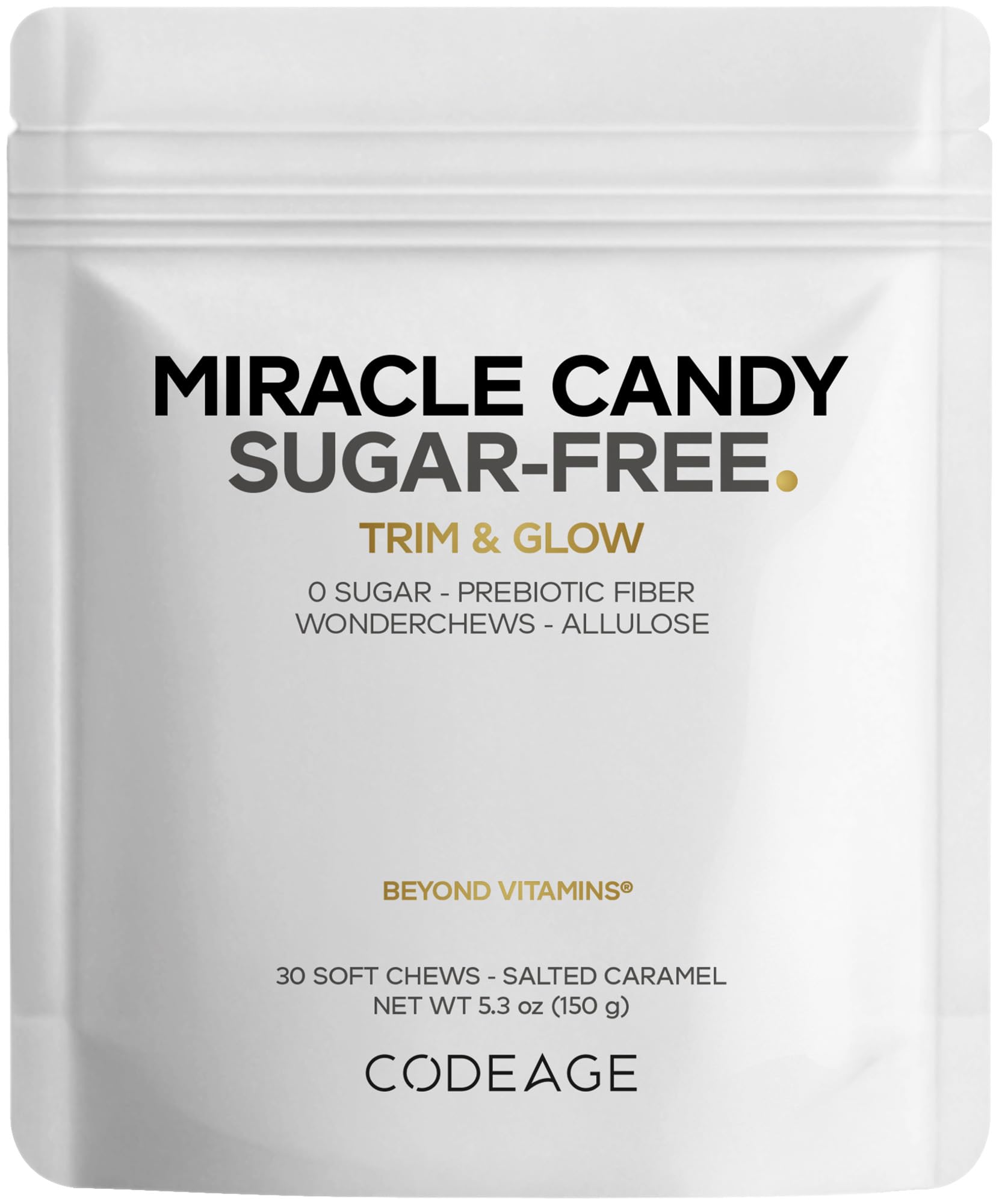 Codeage Miracle Candy Sugar-Free Candies, Salted Caramel Flavor Soft Chews – Allulose, Prebiotic Fiber – Low-Calorie Wonderchews – 0g Sugar Soft Chews - 30 Count Codeage uk supplements