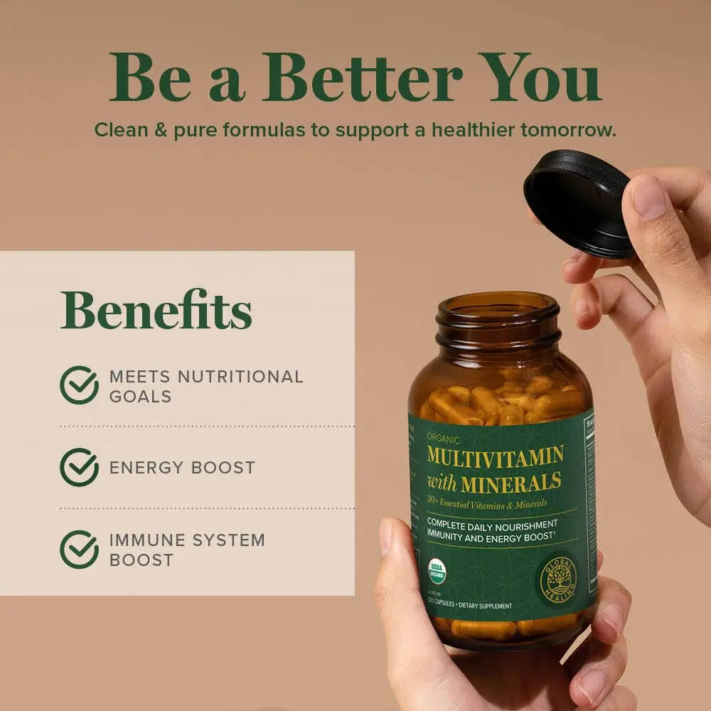 Global Healing Center - USDA Organic Multivitamin for Women & Men - Vitamins Include A, C, D, & More for Your Overall Health & Wellness Needs Global Healing Center uk supplements