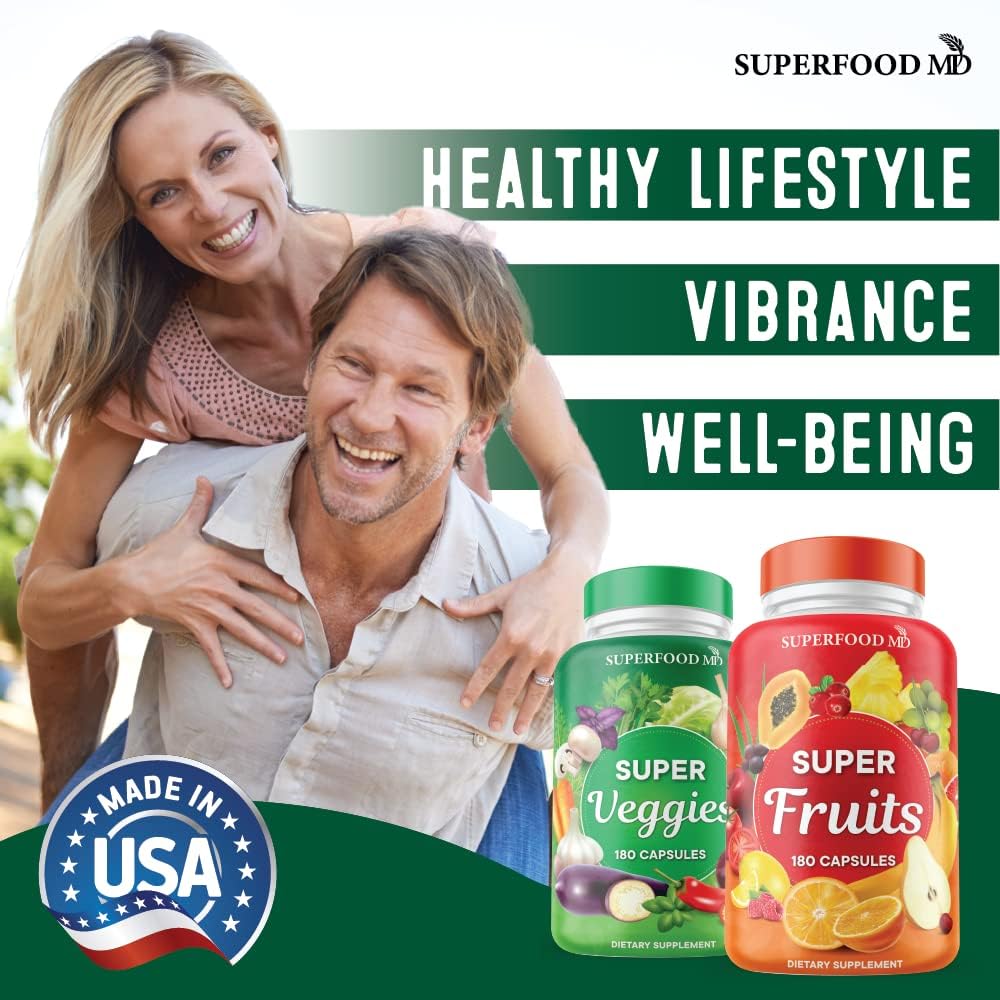 Superfood Fruit and Veggie Supplement - 360 Whole Super Fruit and Vegetable Supplements & Vitamin with Beta-Carotene, Soy Free- 180 Count (Pack of 2) Superfood MD uk supplements