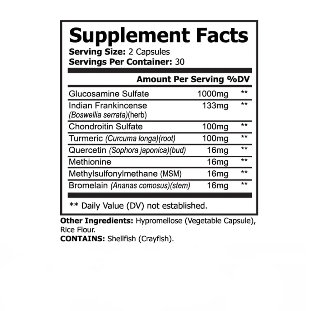 PureNature Joint Rest - Joint Support Supplement with Glucosamine, Chondroitin, Boswellia, MSM, Turmeric, Bromelain, – 60 Capsules PureNature Plus uk supplements