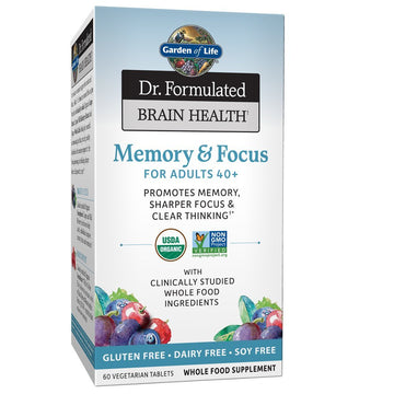 Garden of Life Dr. Formulated Organic Brain Health Memory & Focus for Adults 40+ 60 Tablets Garden of Life uk supplements