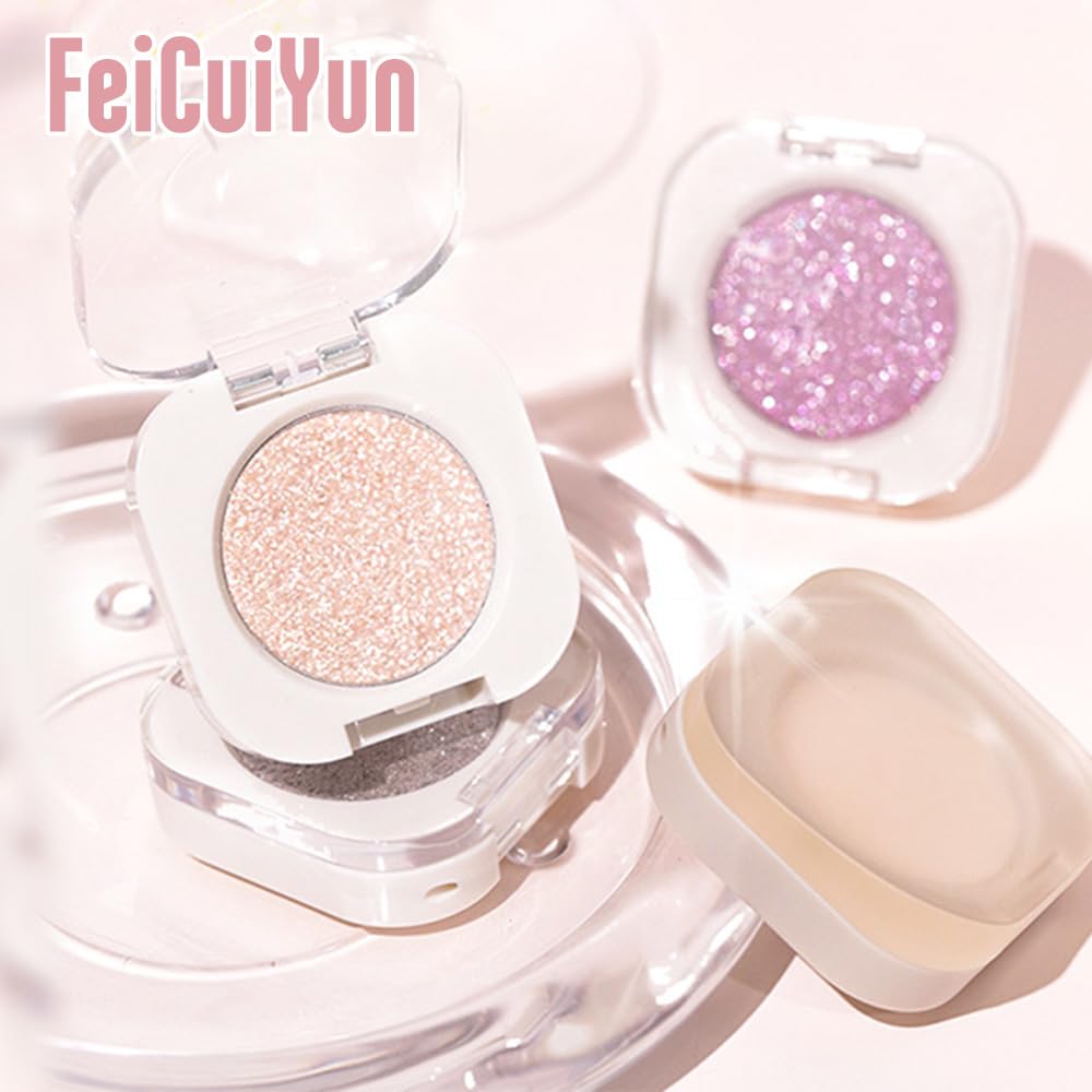 FeiCuiYun Glitter Shimmer Sparkle Eye Shadow Palette Makeup for Older Women, Pearl White Silver Glitter Shimmer Metallic Holographic Iridescent Cream Iridescent Single Monochrome Eyeshadow Makeup, 11 FeiCuiYun uk supplements