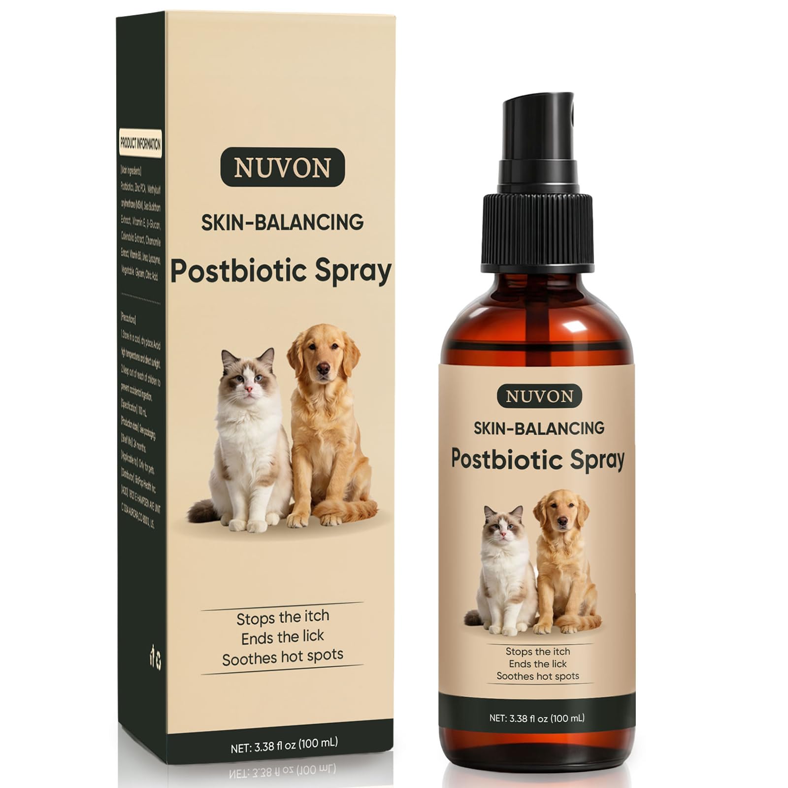 Wanciment NUVON Postbiotic Spray - Hot Spot Treatment for Dogs & Cats - Helps Alleviate Sensitive Skin, Scratching, and Licking of Coat - 3.38 fl oz Wanciment uk supplements