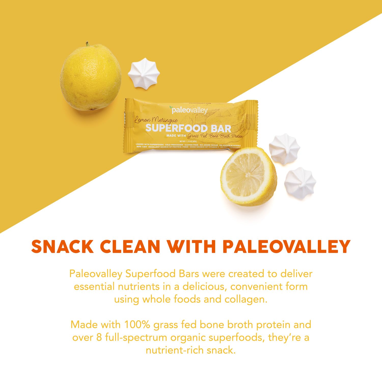 Paleovalley Superfood Bars – Lemon Meringue– 10 Pack – 9g Protein per Bar – Gluten-Free, Grain-Free, Paleo, Non-GMO – On-the-Go Snack Paleovalley uk supplements