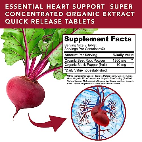 USDA Plant.O Premium Organic Beet Root Tablets [1350mg Beets Powder] with Black Pepper PLANT.O NUTRITION uk supplements