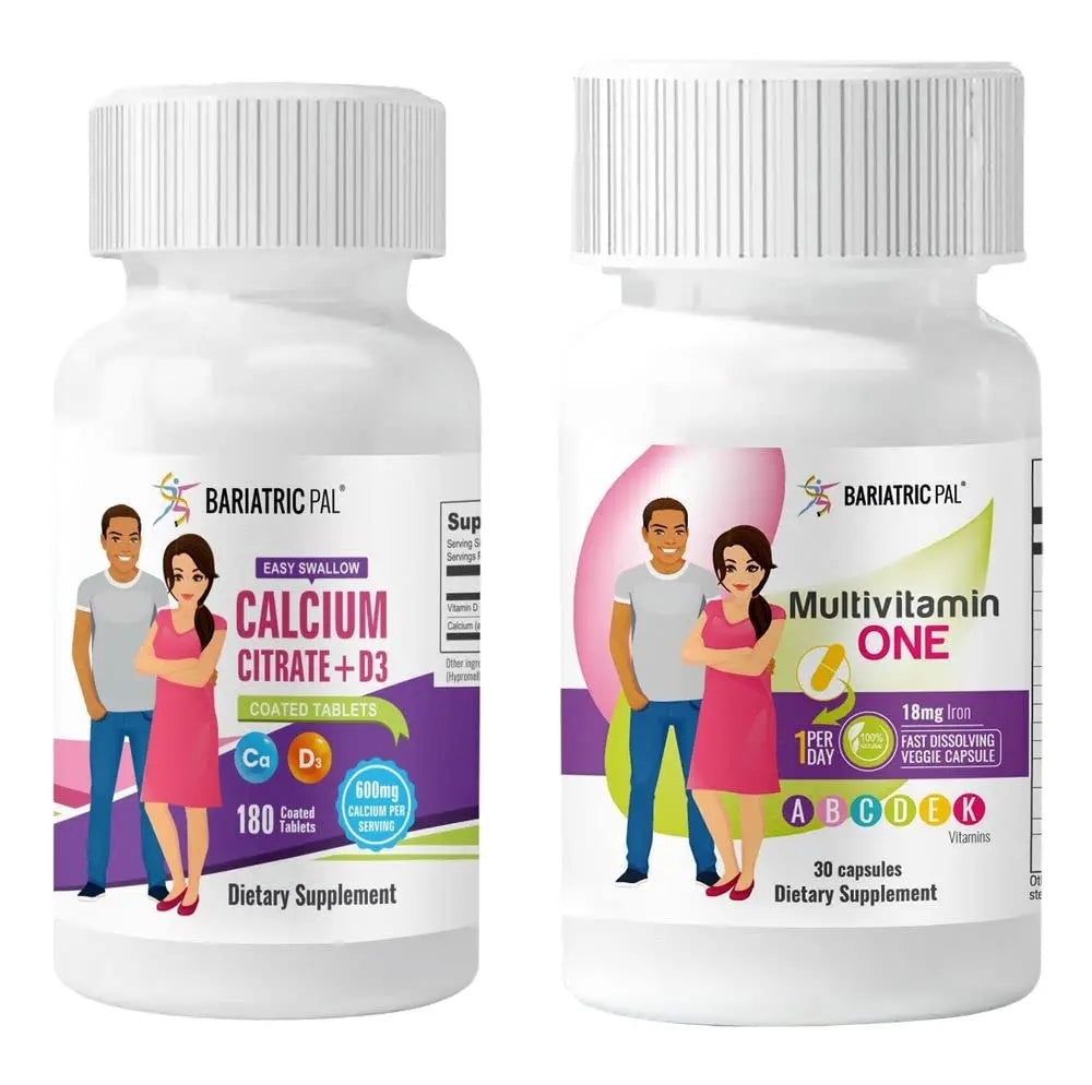 BariatricPal 30-Day Bariatric Vitamin Bundle Multivitamin ONE 1 per Day! Capsule with 18mg Iron Easy Swallow Calcium Citrate (600mg) BariatricPal uk supplements