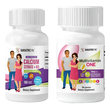BariatricPal 30-Day Bariatric Vitamin Bundle Multivitamin ONE 1 per Day! Capsule with 18mg Iron Easy Swallow Calcium Citrate (600mg) BariatricPal uk supplements