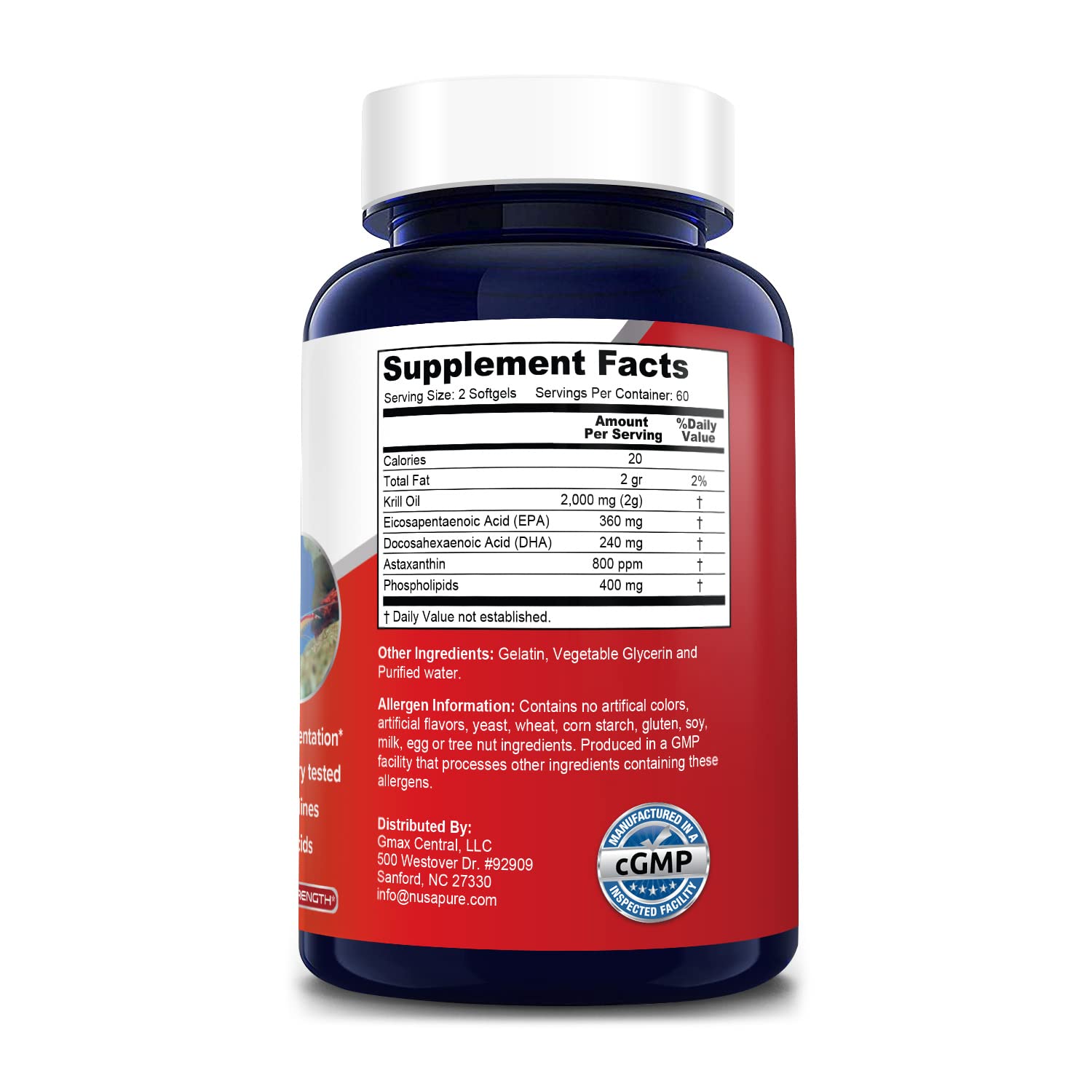 NusaPure Antarctic Krill Oil 2000 mg 120 Softgels, Omega-3 EPA 360mg, DHA 240mg NusaPure uk supplements