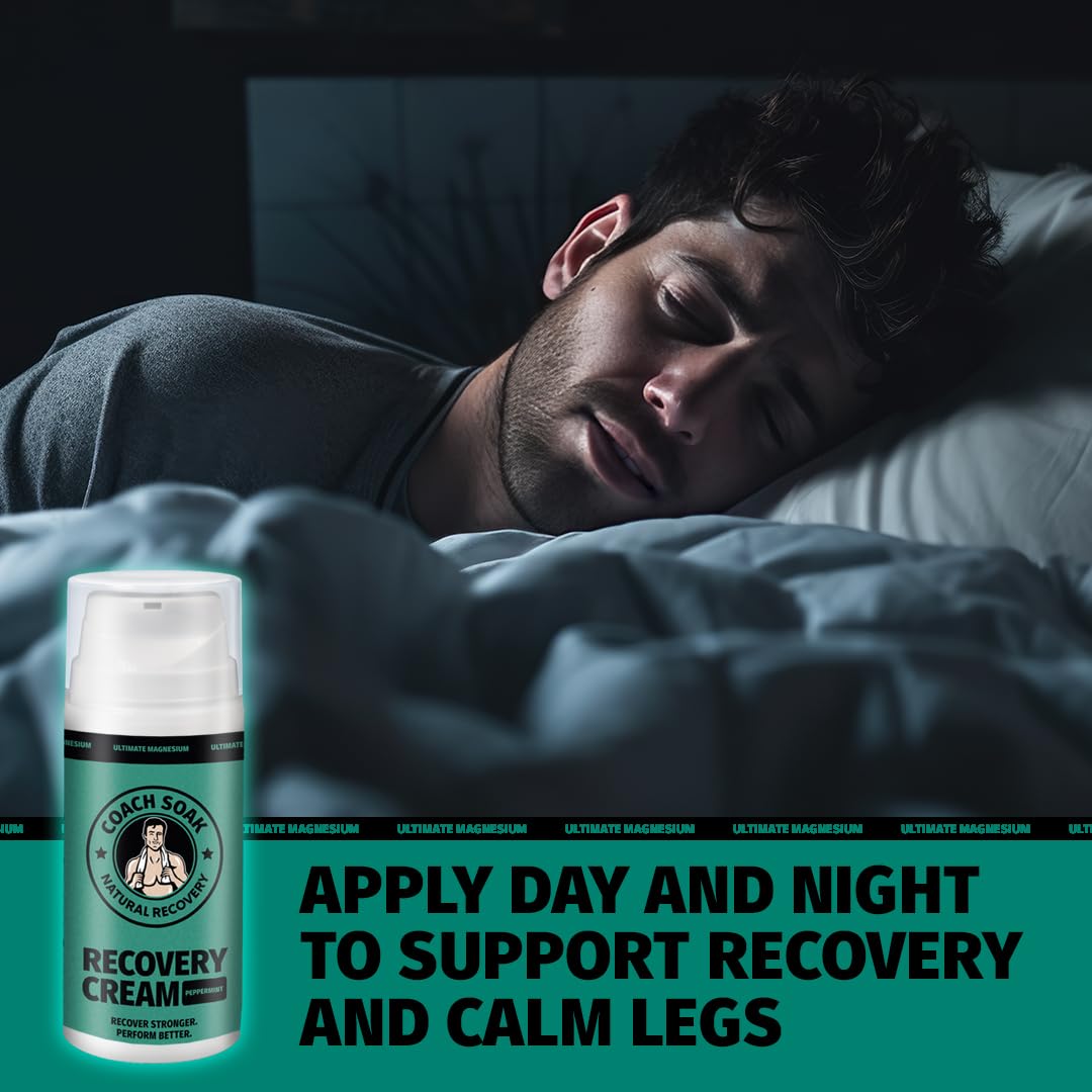 Coach Soak Magnesium Cream with MSM in Pump Bottle - Natural Recovery Cream with Magnesium Chloride & Menthol - Fast-Absorbing for Muscles & Joints, Cooling Menthol, 3.4oz Coach Soak uk supplements