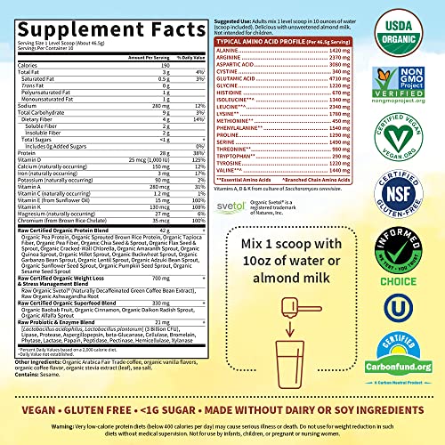 Garden of Life Raw Organic Fit Vegan Protein Powder Coffee, 28g Plant Based Protein Garden of Life uk supplements