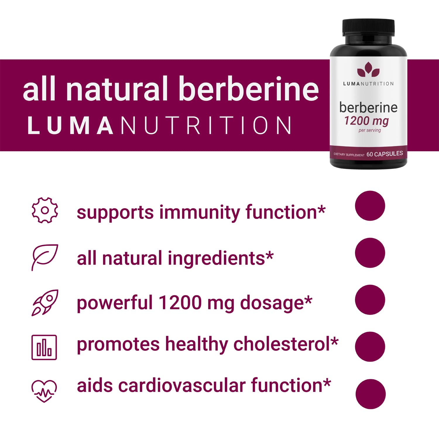 Luma Nutrition Berberine Supplement - Berberine 1200mg Per Serving - Berberine HCI Luma Nutrition uk supplements