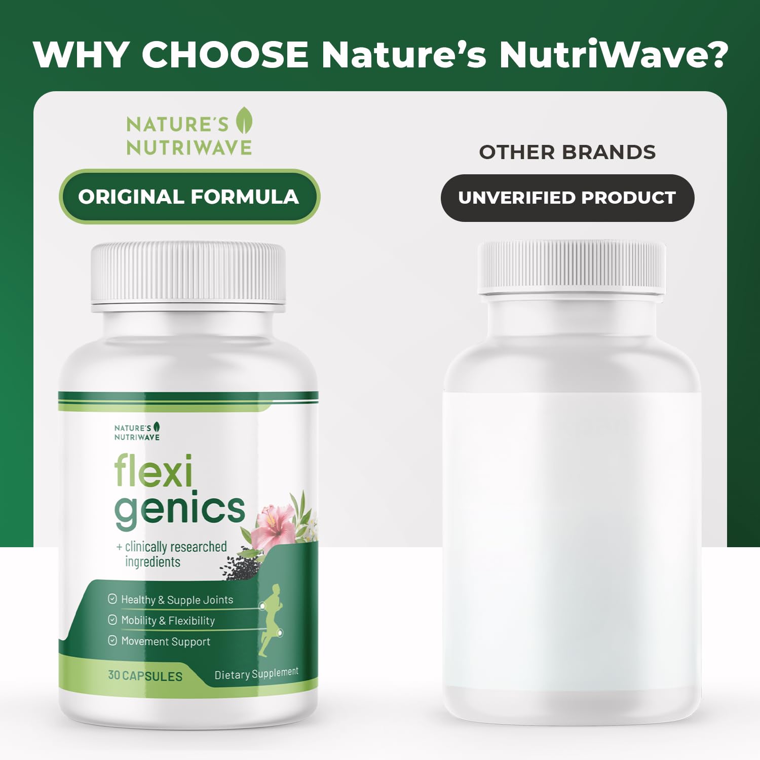 Flexigenics – Natural Support Formula with Green Tea Extract, Black Cumin Seed & Vitamin K2 – Non-GMO, Easy-to-Take – 30 Capsules, 1 Month Supply Nature’s NutriWave uk supplements