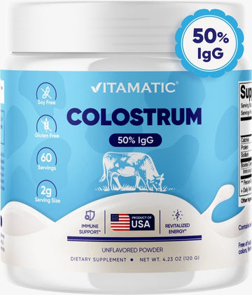 Vitamatic Bovine Colostrum Powder - 50% Highest IgG - Supplement for Gut Health Vitamatic uk supplements