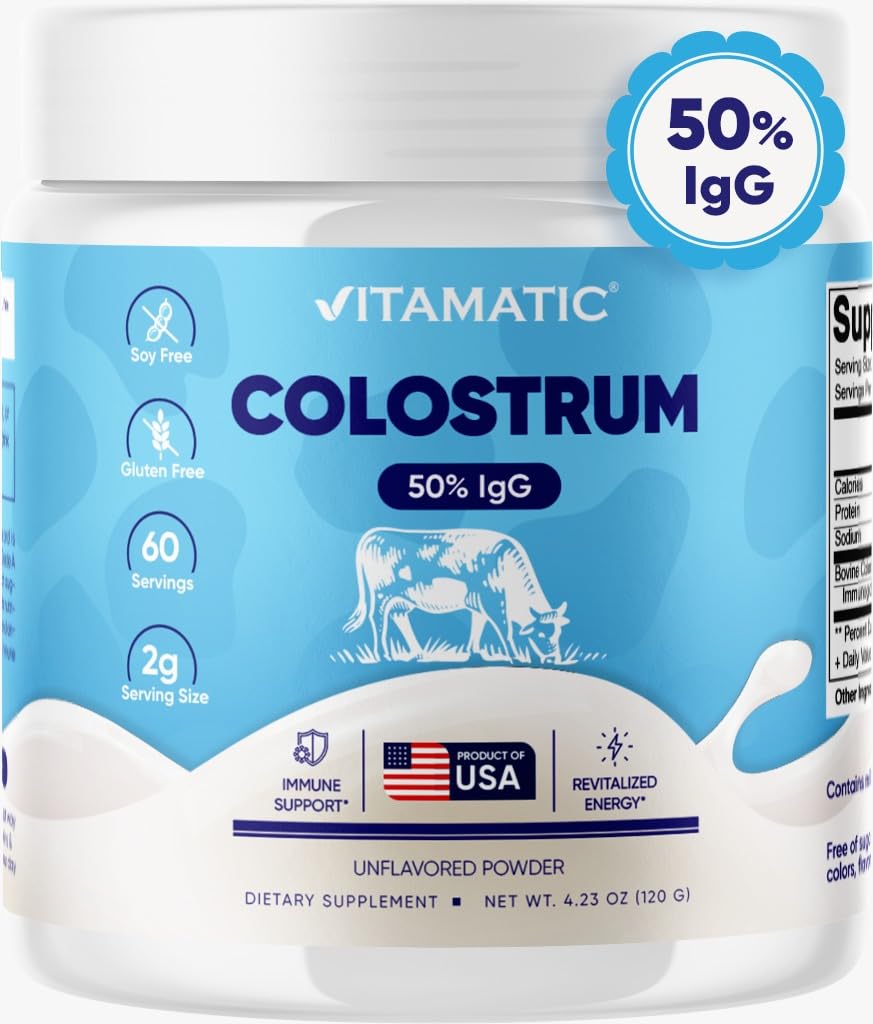 Vitamatic Bovine Colostrum Powder - 50% Highest IgG - Supplement for Gut Health Vitamatic uk supplements
