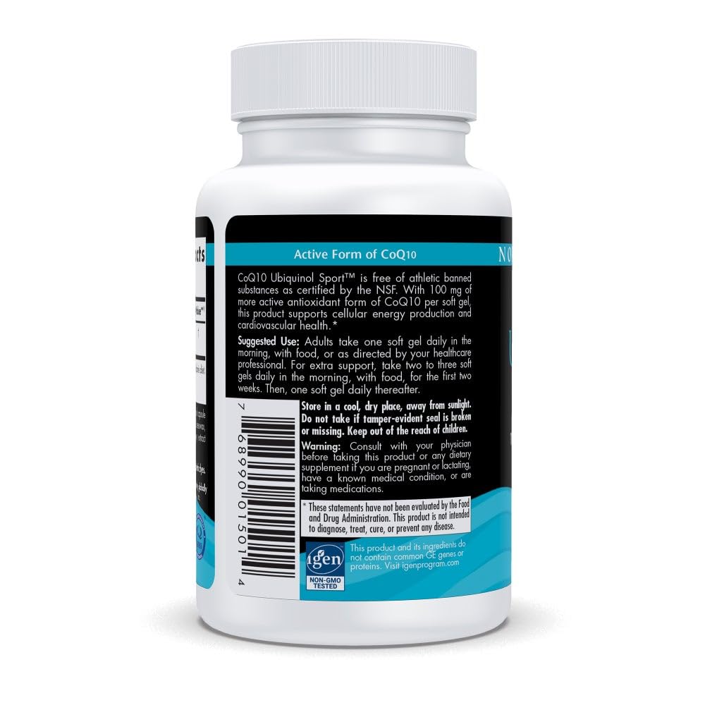 Nordic Naturals Nordic CoQ10 Ubiquinol Sport - 60 Mini Soft Gels - 100 mg Ubiquinol - Heart Health, Physical Performance, Cellular Energy Production - Non-GMO - 60 Servings Nordic Naturals uk supplements