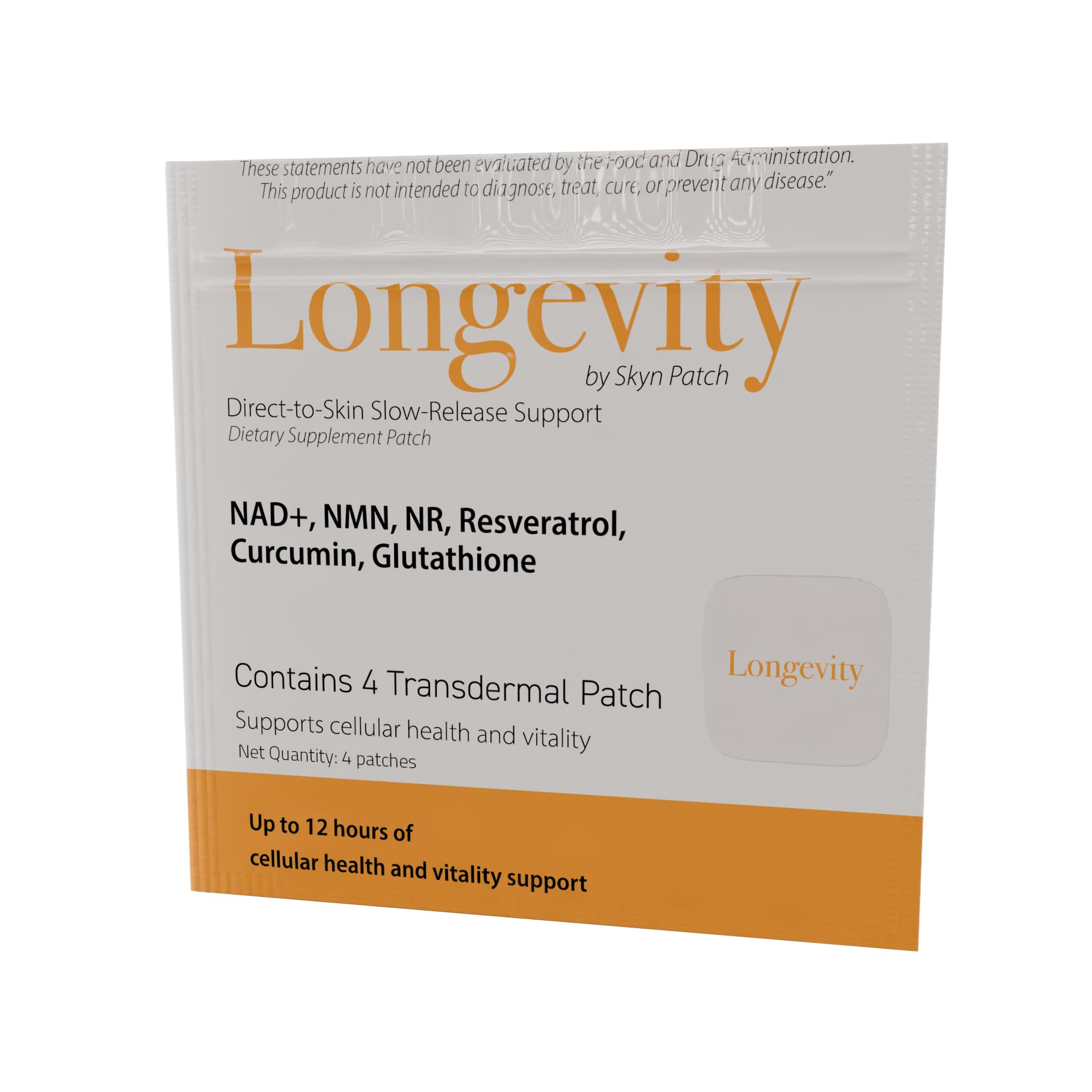 SkynPatch Longevity Transdermal Wellness Patch – NAD+, Resveratrol, Curcumin & Glutathione | Cellular Wellness + Antioxidant Support | 4 Patch Pack Skyn Patch uk supplements