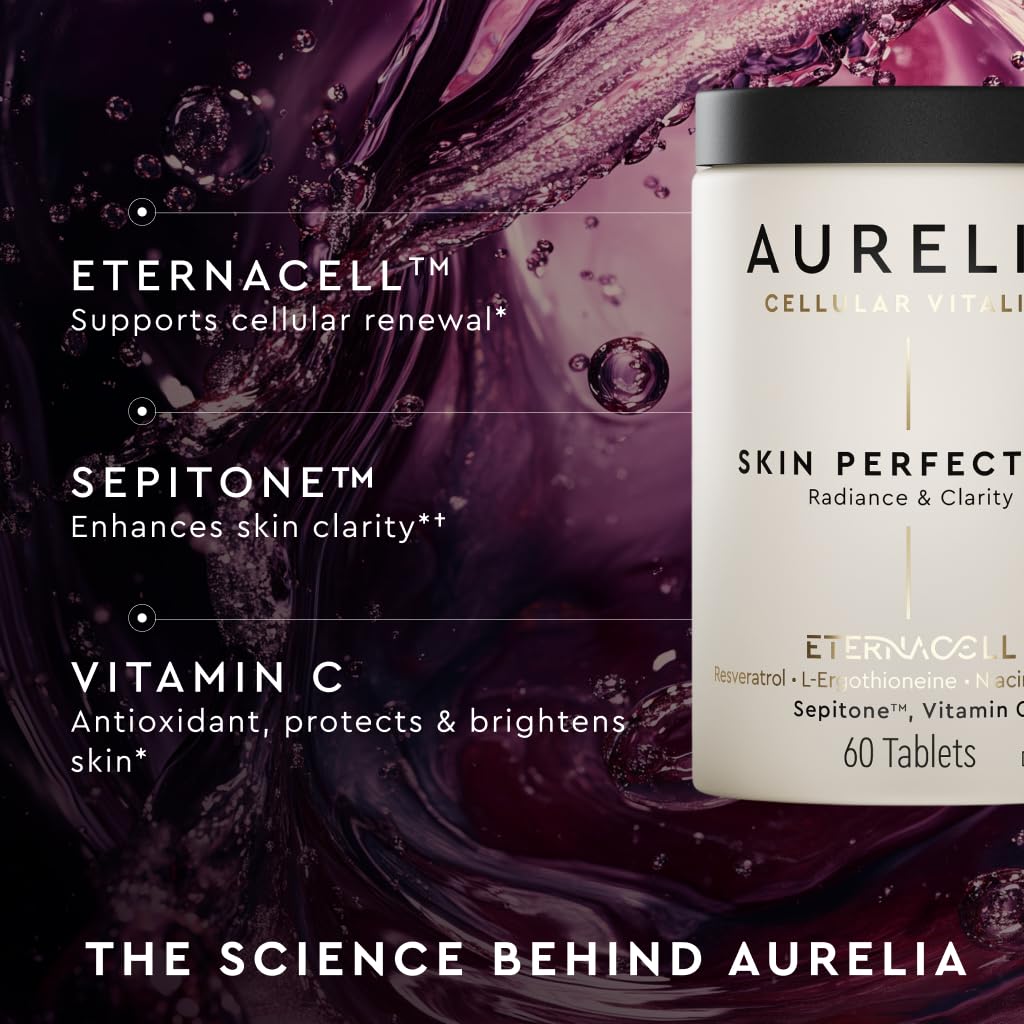 AURELIA Skin Perfection | Advanced Cellular Anti-Aging Supplement | Enhance Skin Clarity, & Tone | with Zinc, Resveratrol, Niacinamide, Ergothioneine, & Vitamin C AURELIA uk supplements