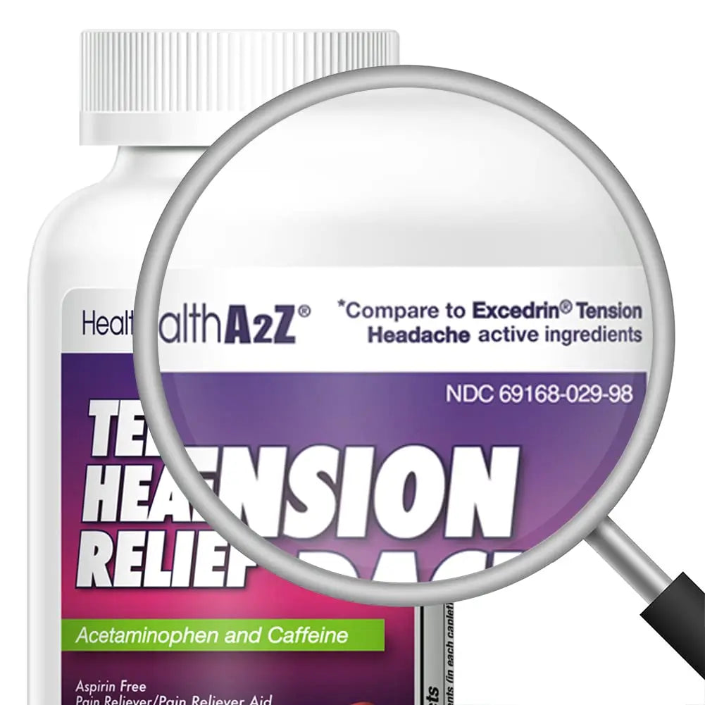 HealthA2Z® Tension Headache Relief | Acetaminophen 500mg | Caffeine 65mg | Pain Reliever Aid | Aspirin Free (200 caplets (Pack of 1)) HealthA2Z uk supplements