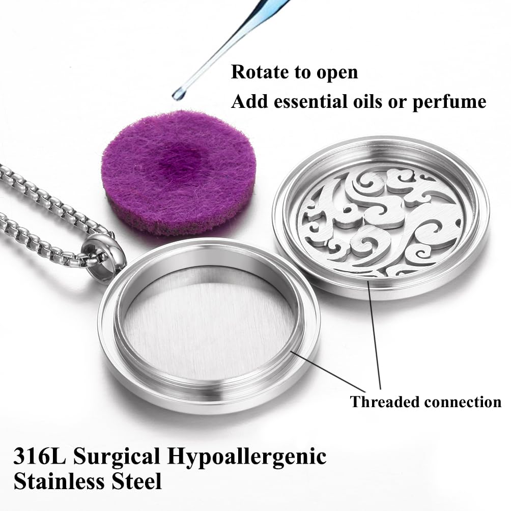Aromatherapy Essential Oil Diffuser Necklace Tree of Life Cloud Design Stainless Steel Locket JEAN SMILE uk supplements