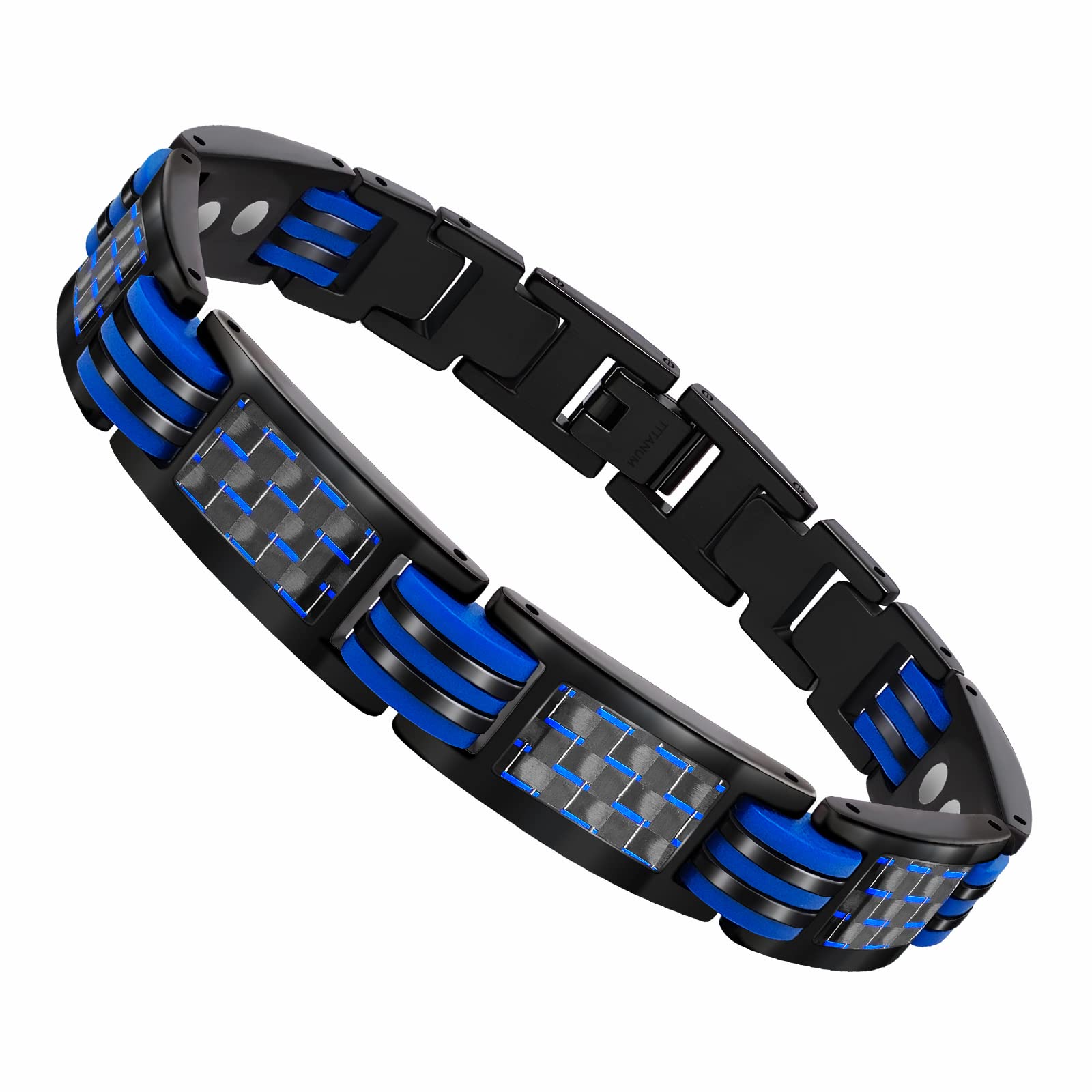 JEROOT Magnetic Bracelets for Men, Blue Carbon Fiber Pure Titanium Magnetic Bracelet JEROOT uk supplements