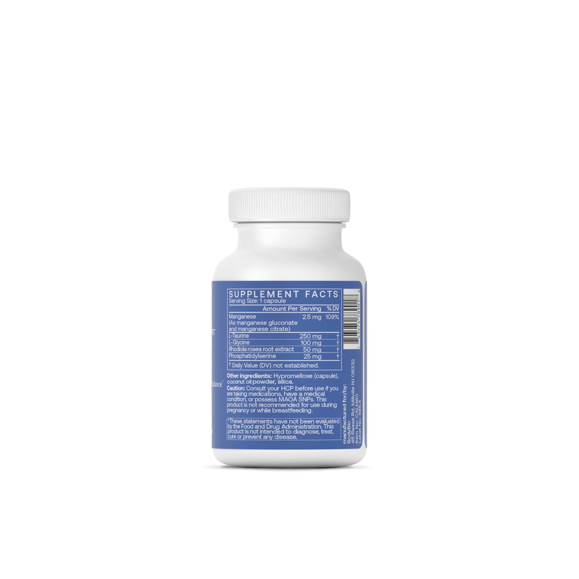 BodyBio Calm - Natural Stress Relief Blend with Rhodiola, Glycine & Phosphatidylserine - Supports Relaxation, Mental Focus & Balanced Cortisol - Non - Drowsy Formula BodyBio uk supplements