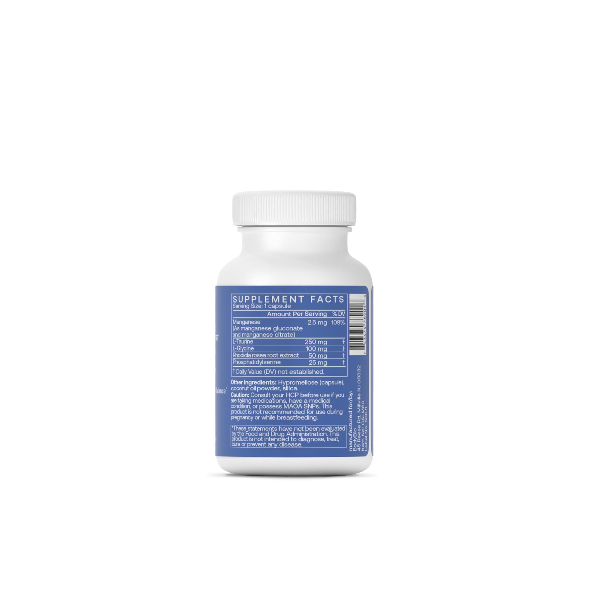 BodyBio Calm - Natural Stress Relief Blend with Rhodiola, Glycine & Phosphatidylserine - Supports Relaxation, Mental Focus & Balanced Cortisol - Non - Drowsy Formula BodyBio uk supplements