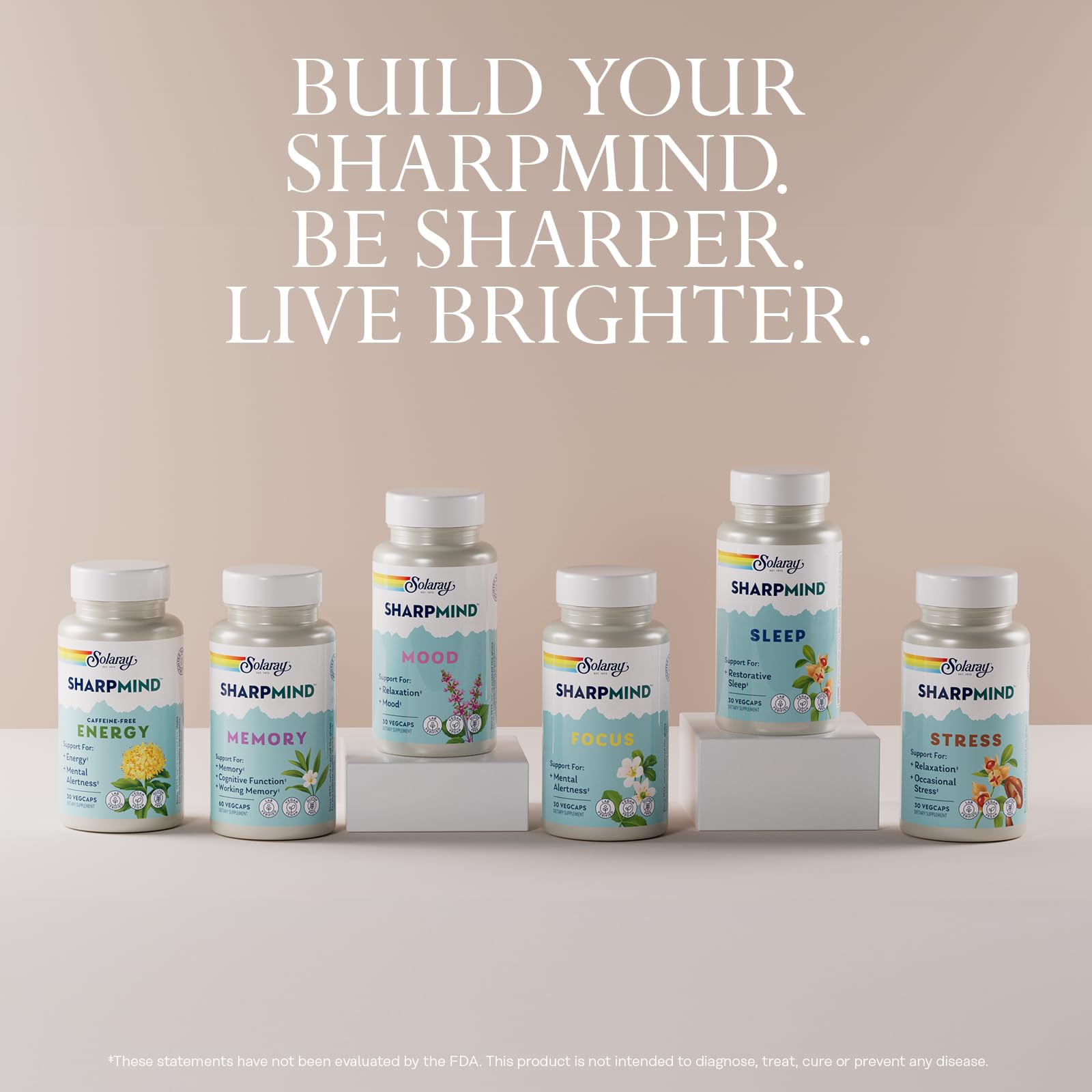 SOLARAY SharpMind Memory Formula - Brain Supplements for Memory and Focus - Cognivia, Gotu Kola & Chaga Mushroom Supplement - Ginkgo Biloba Alternative - 60-Day Guarantee - 30 Servings, 60 VegCaps SOLARAY uk supplements