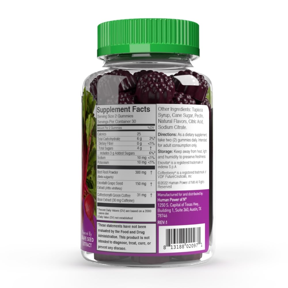 humanN SuperBeets Energy Gummies - Quick Energy & Mental Focus - Help Increase Nitric humanN uk supplements
