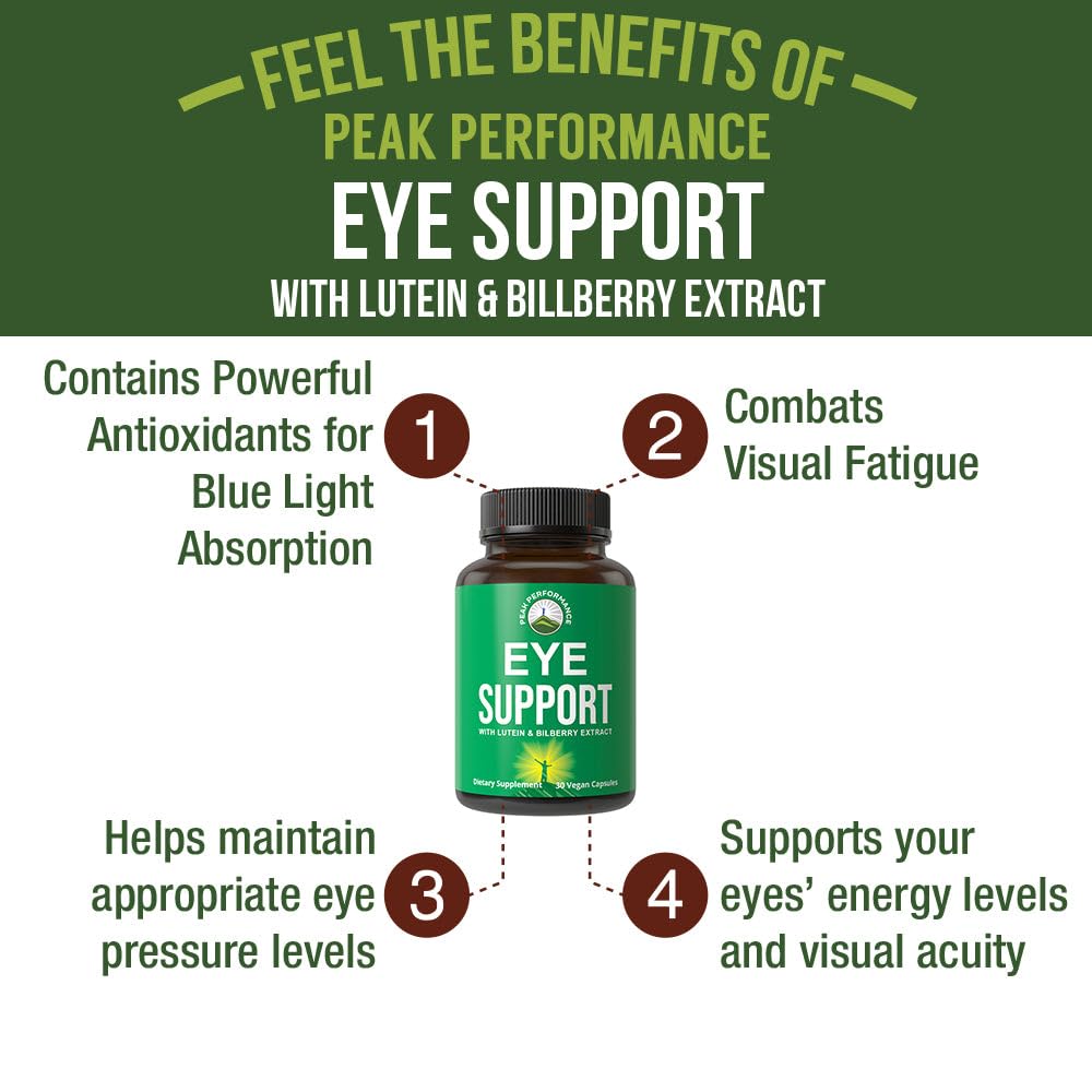 Peak Performance Eye Vitamins - Macular Support Supplement with Lutein, Zeaxanthin, Astaxanthin, Carotenoids, Bilberry Extract. Capsules for Aging Eyes, Computer, Smartphone Users. Avoid Degeneration Peak Performance uk supplements
