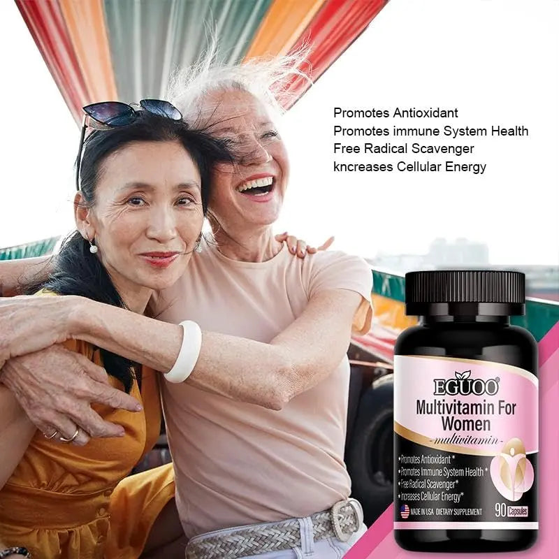 EGUOO Women’s Multivitamin 90 Capsules - Vitamin C, E, Biotin & Folic Acid for Energy, Immune Support, Brain, Heart, Eye & Bone Health EGUOO uk supplements