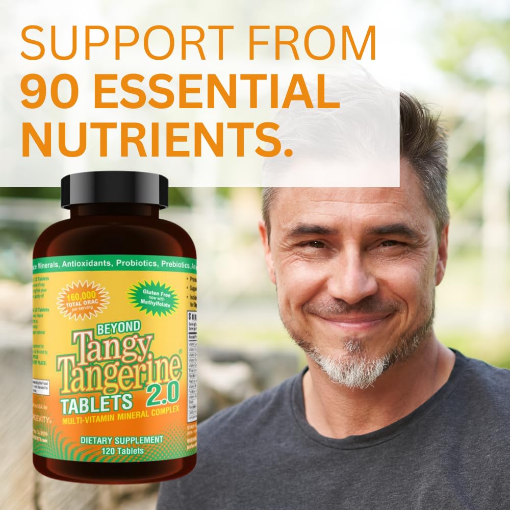 Youngevity Beyond Tangy Tangerine 2.0 Multi-Vitamin & Mineral Complex - Made with Natural & Whole Foods | 160,000 ORAC | 120 Tablets | 1 Bottle Youngevity uk supplements