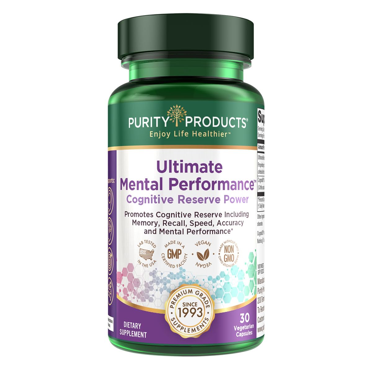Purity Products Ultimate Mental Performance Supports Memory Recall, Mental Focus + More - Nootropic Powerhouse ft. Patented Botanical Plant-Based Ingredients - Vegan & Non-GMO - 30 Veggie Caps Purity Products uk supplements