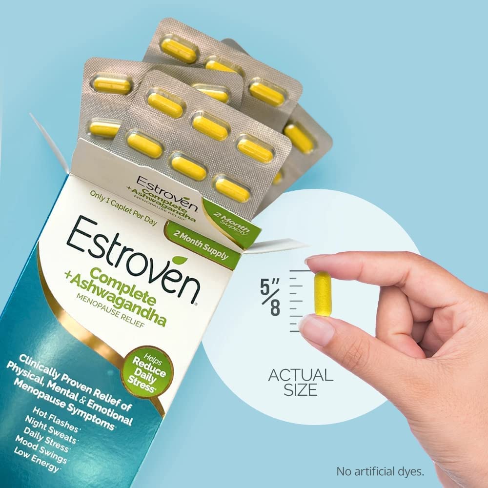 Estroven Complete + Ashwagandha Multi-Symptom Menopause Supplement for Women - 60 Ct. - Clinically Proven Ingredients Provide Menopause Relief & Night Sweats + Hot Flash Relief* - Drug-Free & Non-GMO Estroven uk supplements