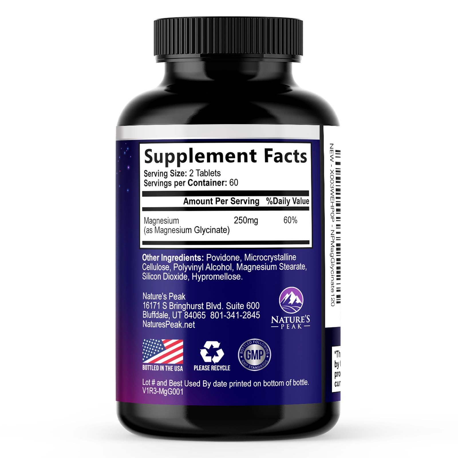 Magnesium Glycinate Supplement 250mg - 100% Chelated & Purified - to Support Sleep, Heart Health, Muscles, & Bone Strength - Best Absorption Magnesium Glycinate Capsules, Bottled in USA - 120 Tablets Nature's Peak uk supplements