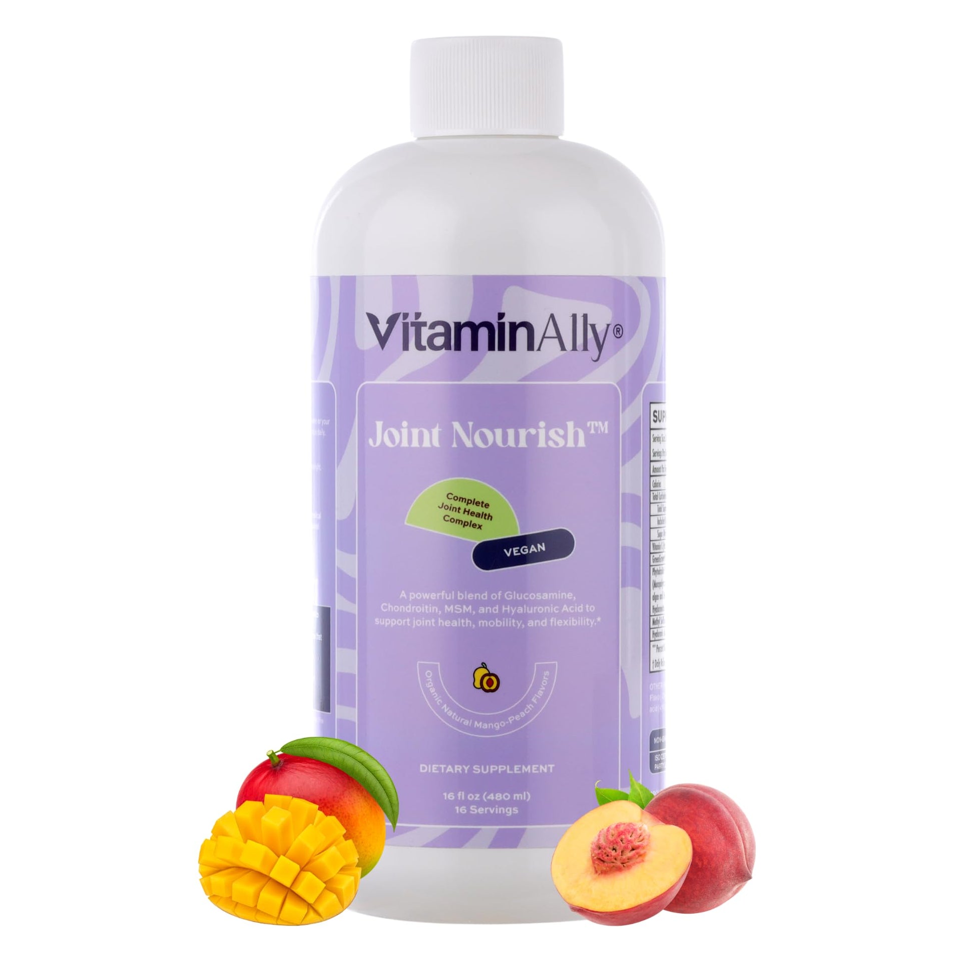 Joint Nourish – 100% Vegan Liquid Joint Supplement | Vegan Glucosamine, Chondroitin, MSM, Hyaluronic Acid & Vitamin C | Mango-Peach | Supports Joint Mobility, Cartilage & Skin | Sugar-Free,16 Servings Vitaminally uk supplements